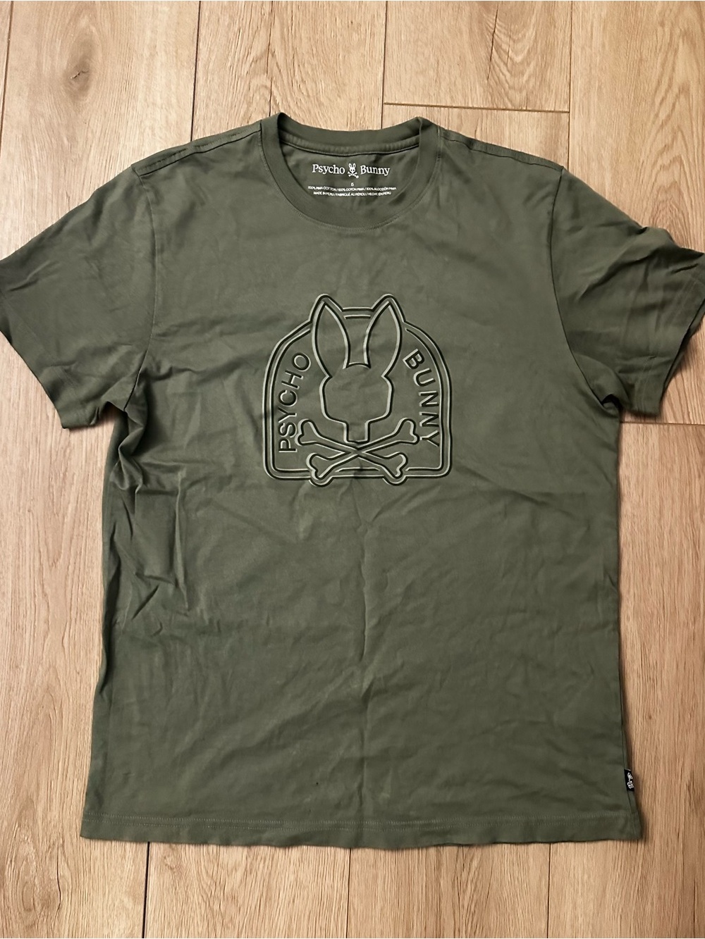 Psycho Bunny Olive Green Raised Logo Crew Tee